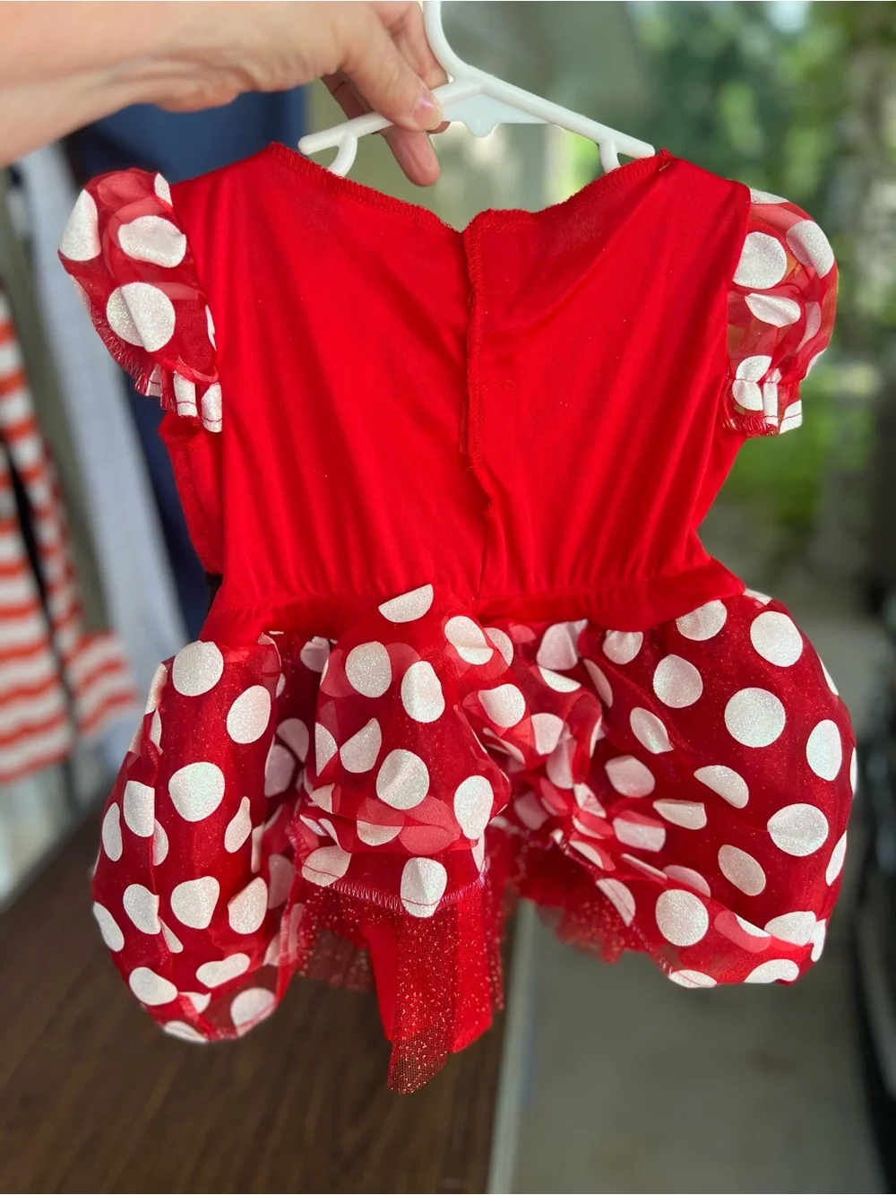 Disney Red and White Polka Dot Minnie Costume Dress with Black Bow